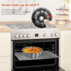 E-far 10 Inch Fluted Cake Pan, Nonstick Tube Pan for Baking Pound Cake, Heavy Duty Carbon Steel Round Baking Mold, Easy Release & Easy to Clean, 10 Cup, Gray