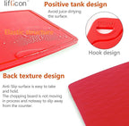 Thick Silicone Cutting Board 12.6'' x 9.1'' Juice Grooves Easy Grip Handle Dishwasher Safe-Red