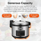 Pantin Commercial Rice Cooker & Warmer - 35 Cups Uncooked / 70 Cups Cooked, Extra Large Capacity Rice Cooker with Nonstick Inner Pot & Switch Press, 120V/1500W, ETL Listed