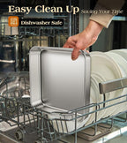 8 x 8-Inch Baking Pan, 304 Stainless Steel Square Cake Pan, Commercial Grade Bakeware for Cakes Brownies Casseroles, Thicker Rectangle Sheet Cake Pans, Non-toxic & Heavy Duty &Dishwasher Safe