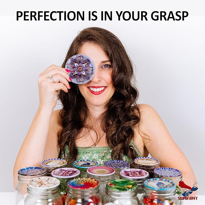 Supa Ant Thickest Canning Lids Wide Mouth (50 Pcs.) Food Grade Tin Can Lids for Canned Food - Buckle Proof & Rust Proof Lid for Canning Kit for Wide Mouth Mason Jars (Ceramic) Canning Supplies