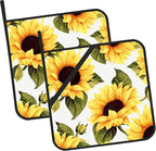 Groovy Sunflower Pot Holders Set of 2 Kitchen Heat Resistant Potholders for Microwave Cooking Baking Oven End Dishes and BBQ Gifts for Women