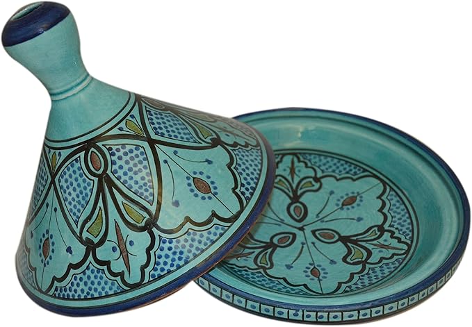 Moroccan Handmade Serving Tagine Exquisite Ceramic With Vivid colors Traditional 12 inches Across XLarge