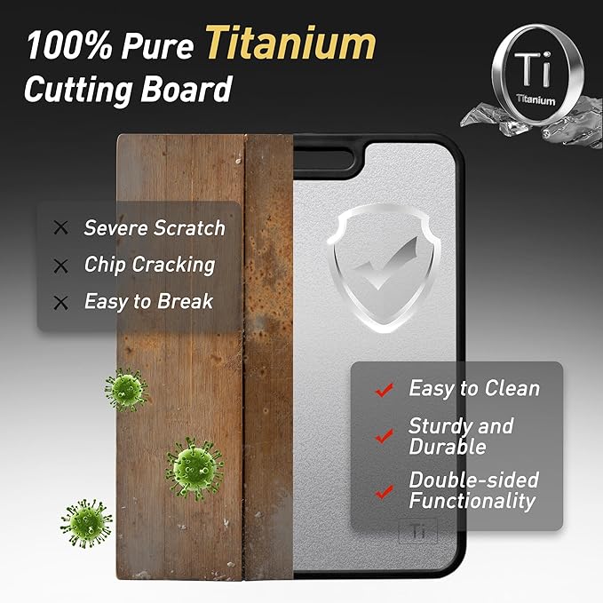 2 Packs Pure Titanium Cutting Boards for Kitchen Chopping Board with Handle 2 in 1 Meat Butcher Block Wedding Day Engagement Hostess Couple Newly Wed Christmas Married Fiancee Unique Cool Gifts