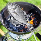 Fish Grill Basket for Grilling, Stainless Steel Basket, Non-Stick Fish Rack for Grilling with Adjustable Lock Removable Handle, Ideal for BBQ, Camping, Charcoal and Gas Grills