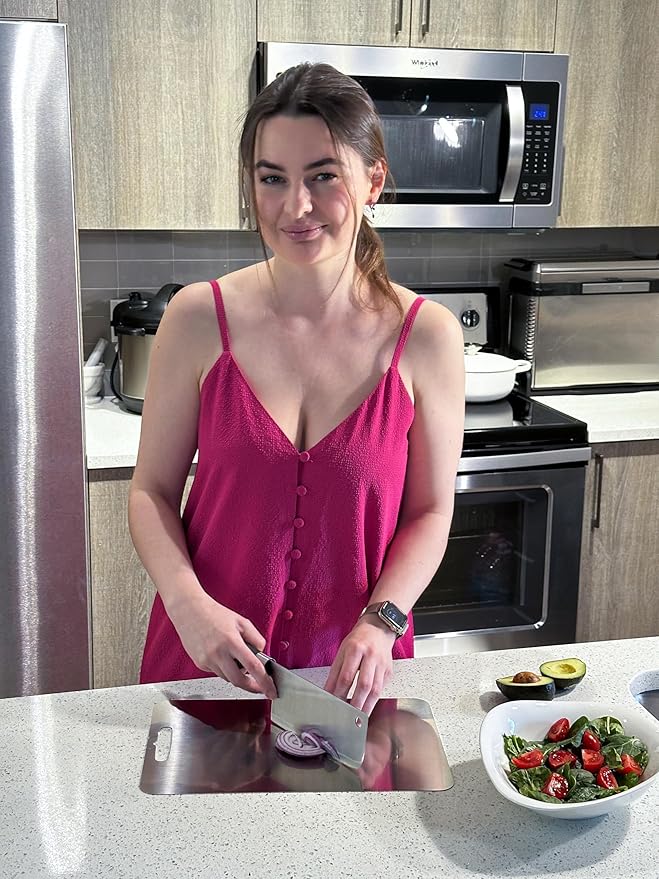 Titan Carve Titanium Cutting Board | Double-Sided Metal Titan Carve Cutting Board for Kitchen Chopping Board Dishwasher Safe, Rustproof & Durable for Meat & Vegetables | 13.4 x 9 Inches