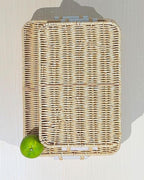 Woven Kitchen Storage Baskets Rattan Fruit Tray for Decoration Rectangular Bread Baskets with Wooden Handles, Outdoor Serving Tray for Coffee Table, Picnic Food, Snacks, Vegetables, 2-Piece, Natural