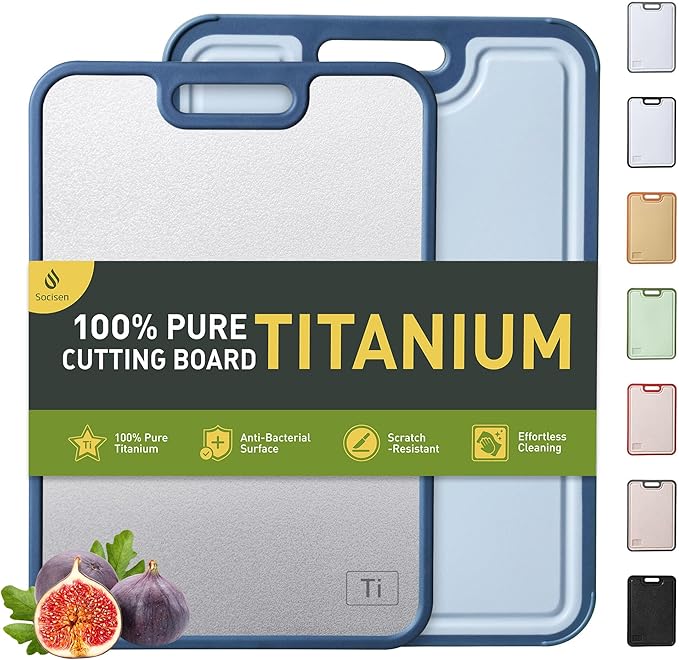 2 Packs Titanium Cutting Boards for Kitchen Chopping Board Butcher Block 2 in 1 Pure Titanium and Wheat Straw PP Mother Day Best Mama Mommy Ever Mother In Law Gifts Stepmom Grandma Gigi Nana Present