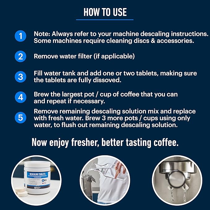 Essential Values Descaling Tablets (24 Count/Up To 24 Uses) For Jura, Miele, Bosch, Tassimo Espresso Machines and Miele Steam Ovens