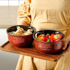 MEKY 20 Ounces Soup Bowls, Ceramic Cereal Bowls Set of 6, Microwave & Dishwasher Safe, Snack Bowls for Kitchen, Ideal for Pasta, Salad, Rice, Oatmeal(Red)