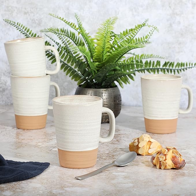 Gibson Elite 4 Pack Dreamweaver Terracotta Reactive 17 OZ Mug Set - Sand Cream