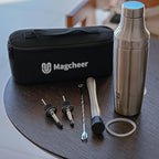 Hybrid Cocktail Shaker Set | Vacuum Insulated Stainless Steel Martini Shaker with Strainer & Jigger Lid | Travel Cocktail kit with Bartender Accessory Tools | 30oz | Gunmetal Gray