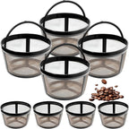8 Packs Reusable Coffee Filter Basket for Mr. Coffee 4-5 Cup, Nylon Mesh Coffee Filter with Handle For Mr. Coffee, Black & Decker Most Coffeemakers and Brewers Universal