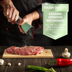 Home EC Premium Green Sea Salt and Pepper Grinder Set of 2 - Adjustable Ceramic - Tall Glass Salt and Pepper Shakers - Kitchen Pepper Mill & Salt Mill W/Funnel & EBook