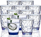 10 Oz Unbreakable Tritan Drinking Glasses Shatterproof Acrylic Glasses Drinkware BPA Free Hard Plastic Cups Reusable Kitchen Water Glasses Drinking Set of 12 (Blue)