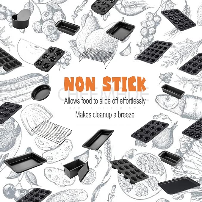 CHEFMADE Rectangular Cake Pan, Nonstick 13-Inch Rectangular Baking Pan with Lid