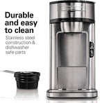 Hamilton Beach The Scoop Single Serve Coffee Maker & Fast Grounds Brewer, Brews in Minutes, 8-14oz. Cups, Stainless Steel