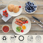 Wheat Straw Dinnerware Sets for 6, Osonm 24PCS Lightweight Unbreakable Plastic Plates Bowls Cups Sets, Dishwasher Microwave Safe Dishes Set for Camping, RV, Picnic, Kitchen, Great for Kids & Adults