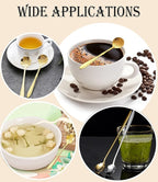 9 Pcs Flower Spoon Coffee Teaspoon Set, ESRISE Stainless Steel Tea Spoon for Tea Party Decorations (Gold)