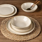 AmorArc Ceramic Dinnerware Sets,Handmade Reactive Glaze Stoneware Plates and Bowls Sets,Highly Chip and Crack Resistant | Dishwasher & Microwave Safe Dishes Set,Service for 6 (18pc)