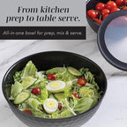 COOK WITH COLOR Mixing Bowls with Lids - 12 Piece Plastic Nesting Bowls Set includes 6 Prep Bowls and 6 Lids, Diamond Design - Microwave Safe (Mint)