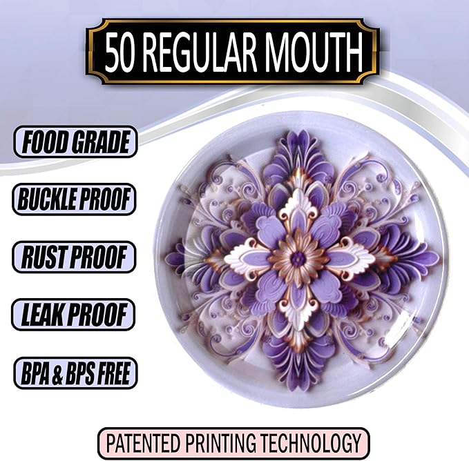 Supa Ant Thickest Canning Lids Regular Mouth (50 Pcs.) Food Grade Tin Can Lids for Canned Food - Buckle Proof & Rust Proof Lid for Canning Kit for Regular Mouth Mason Jars (Ceramic) Canning Supplies