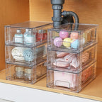 Vtopmart 10 Pack Stackable Storage Drawers,Clear Acrylic Drawer Organizers with Handles, Easily Assemble Containers for Fridge, Bathroom,Kitchen Undersink,Cabinet,Pantry Organization and Storage