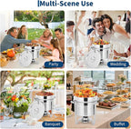 Commercial 7QT Soup Chafer Set, 4 Pack Stainless Steel Round Food Warmers Set with Pot, Notched Lids & Fuel Containers, Soup Warmers Ideal for Buffet Service & Event Catering