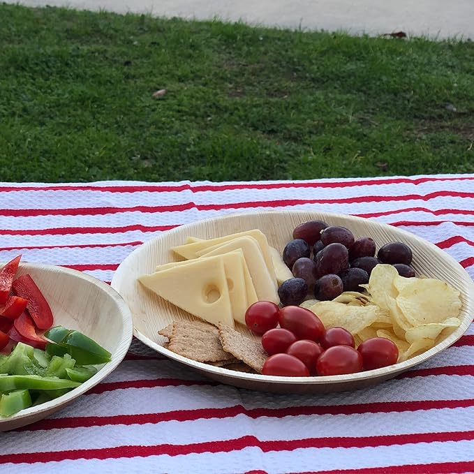 Raj Palm Leaf Plates [100-Pack] 10" Round Plates like Bamboo plates Disposable, Strong, Decorative Compostable Tableware for wedding, Lunch, Dinner, Birthday, Camping, Outdoor BBQ, Picnic…