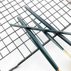 JASHII Flatware Serving Set 24 Piece, Stainless Steel Silverware Set, Green Gold Cutlery Set, Modern Elegant Tableware Set for Party, Christmas, Dinner (Green Gold)