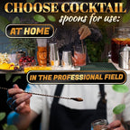 4 Pcs Bar Spoon Cocktail Mixing Spoon Set – Rose Gold Spoons with Elegant Twisted Spiral Handle, Good for Cocktails, Iced Tea, and Coffee Drinks – Durable Stylish Stainless Steel Stirring Spoons