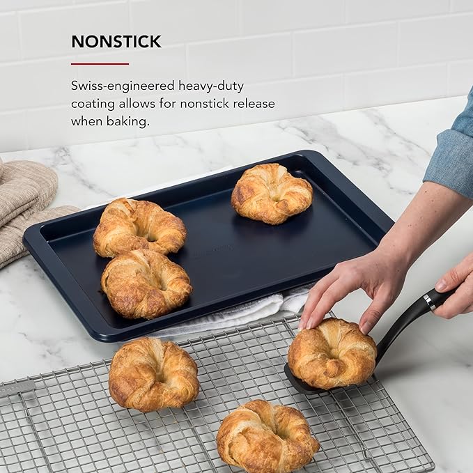 KitchenAid 10x15in Nonstick Aluminized Steel Baking Sheet, Ink Blue