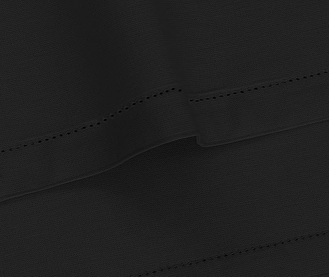 Ruvanti Linen Placemats Set of 6-13x19 Inch, Classic Hemstitch, Heat ‎Resistant Machine Washable Place Mats, Soft & Elegant- Perfect for Christmas, ‎Thanksgiving, Easter, Weddings, Dinner - Black