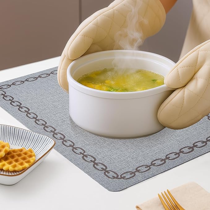 Placemats Set of 4, Heat Resistant & Waterproof Table Mats for Dining, Non Slip Scratch Proof Place Mats for Kitchen, Easy to Clean - Outdoor,Indoor Use（17x12 Inch）