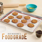 36 * 24 inches Red, Non-Slip Silicone Baking Sheets - Baking Mat with 0.7mm Thickness - Non-Stick Pastry & Cookie Mat for Kitchen Counter for Rolling Out Dough with Measurements.