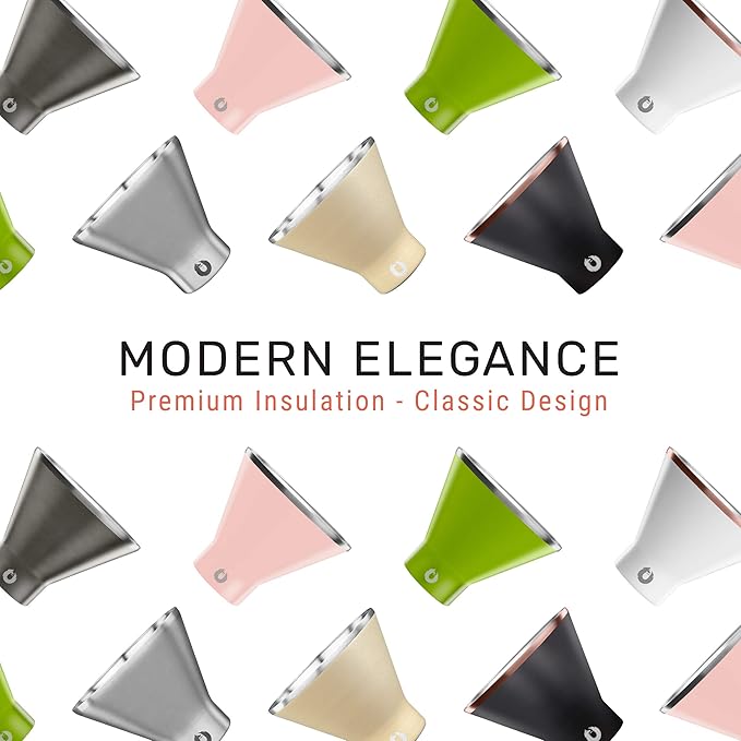 SNOWFOX Premium Vacuum Insulated Stainless Steel Martini Glass, Set of 2, Martinis Stay Icy Cold, Stemless Cocktail Glasses, Elegant Home Entertaining, Bold Beautiful Barware Set, 8 oz, Blue