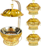 8QT Chafing Dishes Set, Luxury Stainless Steel Round Gold Buffet Warmers with Rolled Edge for Catering, Weddings, Parties, Hotels (4-Pack)