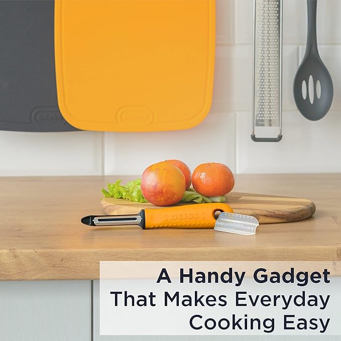Deiss PRO Swivel Vegetable Peeler - Sharp Stainless Steel Peeler With Easy Non-Slip Hand Grip, Potato Peelers For Kitchen, Fruit, Carrot, Apple, Veggie, Kiwi, Durable, And Dishwasher Safe (ORANGE)
