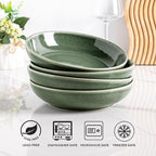 AmorArc 8.5'' Large Ceramic Pasta Bowls Set, 36oz Stoneware Bowls Set of 4 for Kitchen, Reavtive Glaze Bowls-Microwave, Dishwasher Safe for Pasta,Salad,Oatmeal -Jade Green