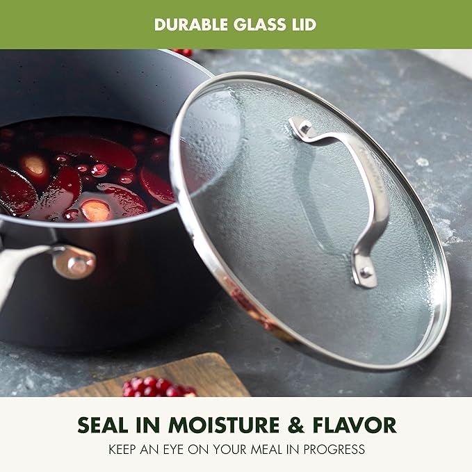 GreenPan Valencia Pro Hard Anodized Healthy Ceramic Nonstick 1.66QT and 3.3QT Saucepan Pot Set with Lids, PFAS-Free, Induction, Dishwasher and Oven Safe, Gray