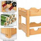 VASMIA Wine Rack, 2-Tier Bamboo Wine Racks Countertop Cabinet Wine Holder Wine Storage Shelf for Pantry Kitchen Bar, Natural