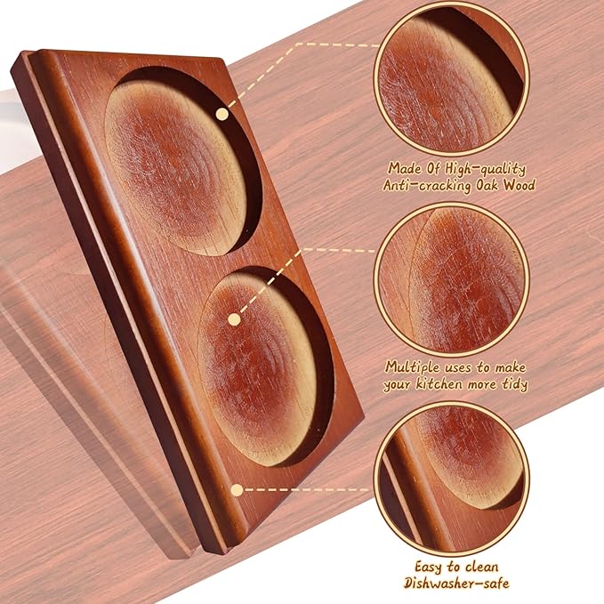 Hion Salt and Pepper Mill Tray,Oak Wood Tray, Salt & Pepper Grinder Accessories（Inner Dia 2.76 inch / 7cm）fit many Mills & Shakers