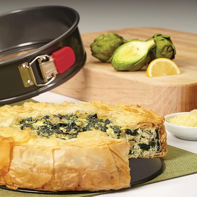 Rachael Ray Oven Lovin' Nonstick Bakeware Springform Baking Pan With Grips / Nonstick Springform Cake Pan With Grips / Nonstick Cheesecake Pan With Grips, Round - 9 Inch, Gray
