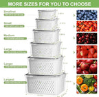Large Fruit Containers for Fridge, Airtight Food Storage Containers with Removable Colander, Dishwasher and Microwave Safe, Berry Produce Container Keep Fruits, Vegetables, Meat Fresh Longer, 6 Pcs