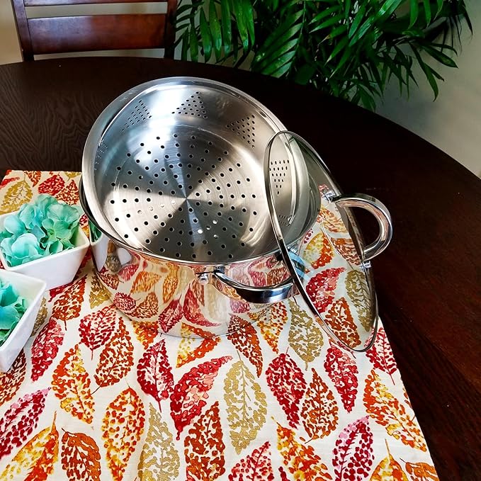 Oster Sangerfield 6-Quart Stainless Steel Dutch Oven Casserole with Steamer Basket – Durable Kitchen Cookware for Slow Cooking and Steaming