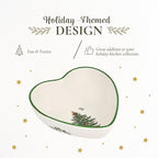 Spode Christmas Tree Heart Shaped Dip Bowl - 4.75-Inch Fine Earthenware Bowl for Dips, Sauces, and Condiments - Festive Holiday Decor and Christmas Gift - Classic Design, Dishwasher Safe