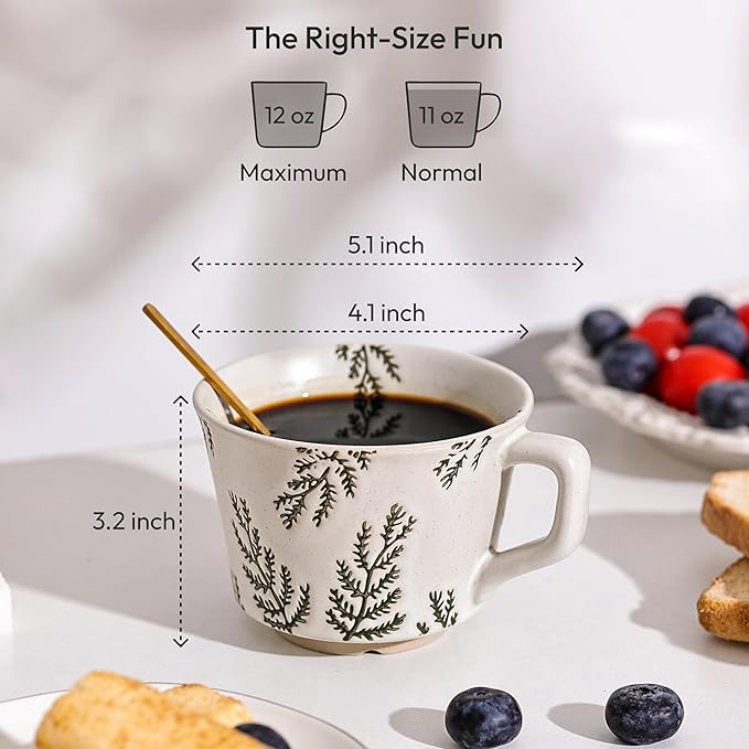 Ceramic Coffee Mug, 12 oz Novelty Unique Teacup with Handle, Stoneware Cup for Tea Mocha Latte Cappuccino Espresso (Butterfly)