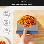Misen Stainless Steel Bench Scraper - Versatile Food Scraper with Walnut Handle - Ideal for Kitchen, Pastry & Dough - Durable Cutting Board Scraper Tool for Effortless Transfer into Pots & Pans - Blue