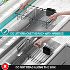 Expandable in Sink Dish Drying Rack - Adjustable Dish Rack in Sink, Rustproof Dish Drainer for Kitchen Counter, Dish Strainer with Utensil Holder, Sink Rack Fit for 13"-18" Kitchen Sink