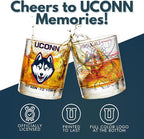 Greenline Goods – University of Connecticut Huskies College Whiskey Glasses (Set of 2), 10 oz – Full-Color Logo + Campus Map
